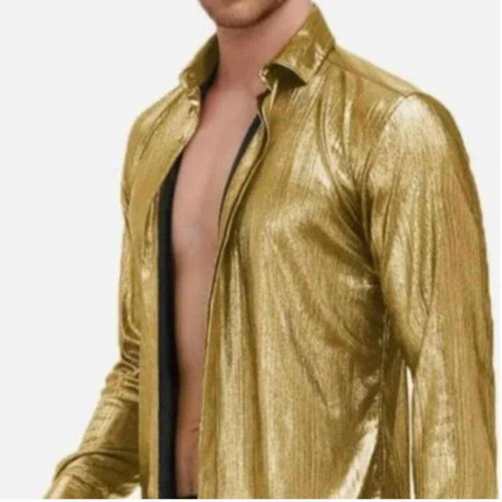 LKNW PAUL JONES Gold Metallic Dress Shirt Small